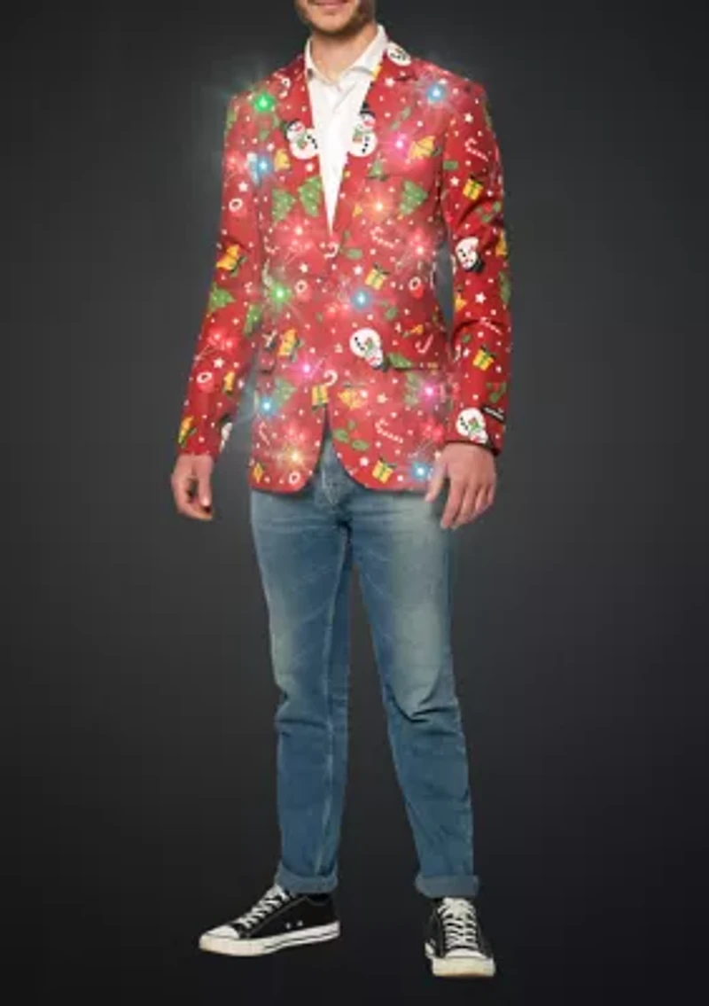 Christmas Red Icons Light Up Blazer