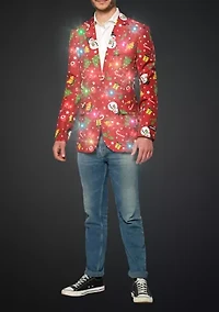 Christmas Red Icons Light Up Blazer