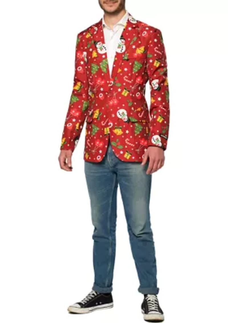 Christmas Red Icons Light Up Blazer