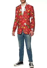 Christmas Red Icons Light Up Blazer