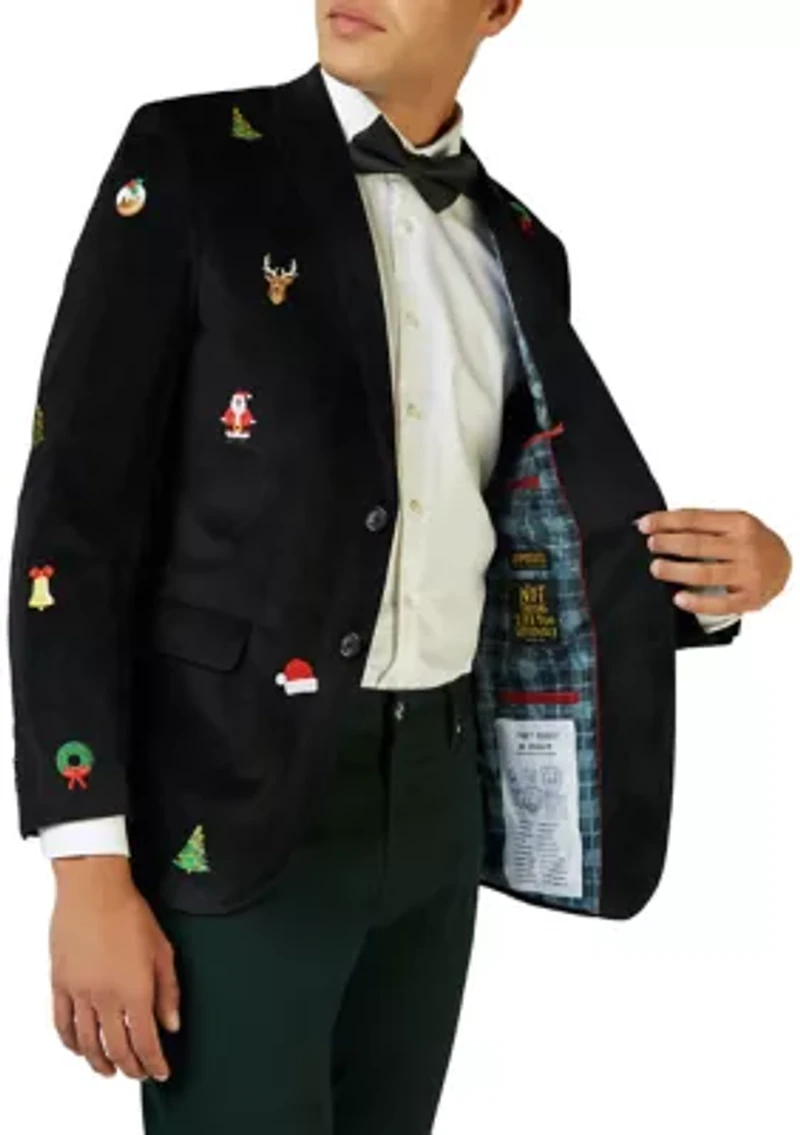 Christmas X-Mas Icons Black Dinner Jacket Blazer