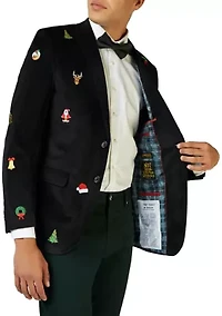 Christmas X-Mas Icons Black Dinner Jacket Blazer