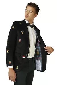 Christmas X-Mas Icons Black Dinner Jacket Blazer