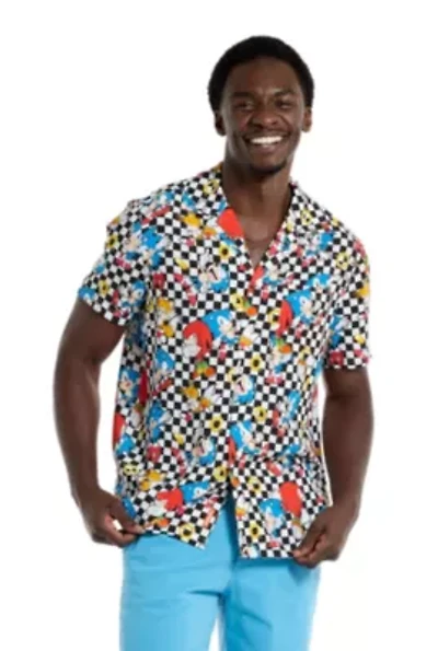 OppoSuits Men's Hawaiian Shirt - Short Sleeve Sonic Retro