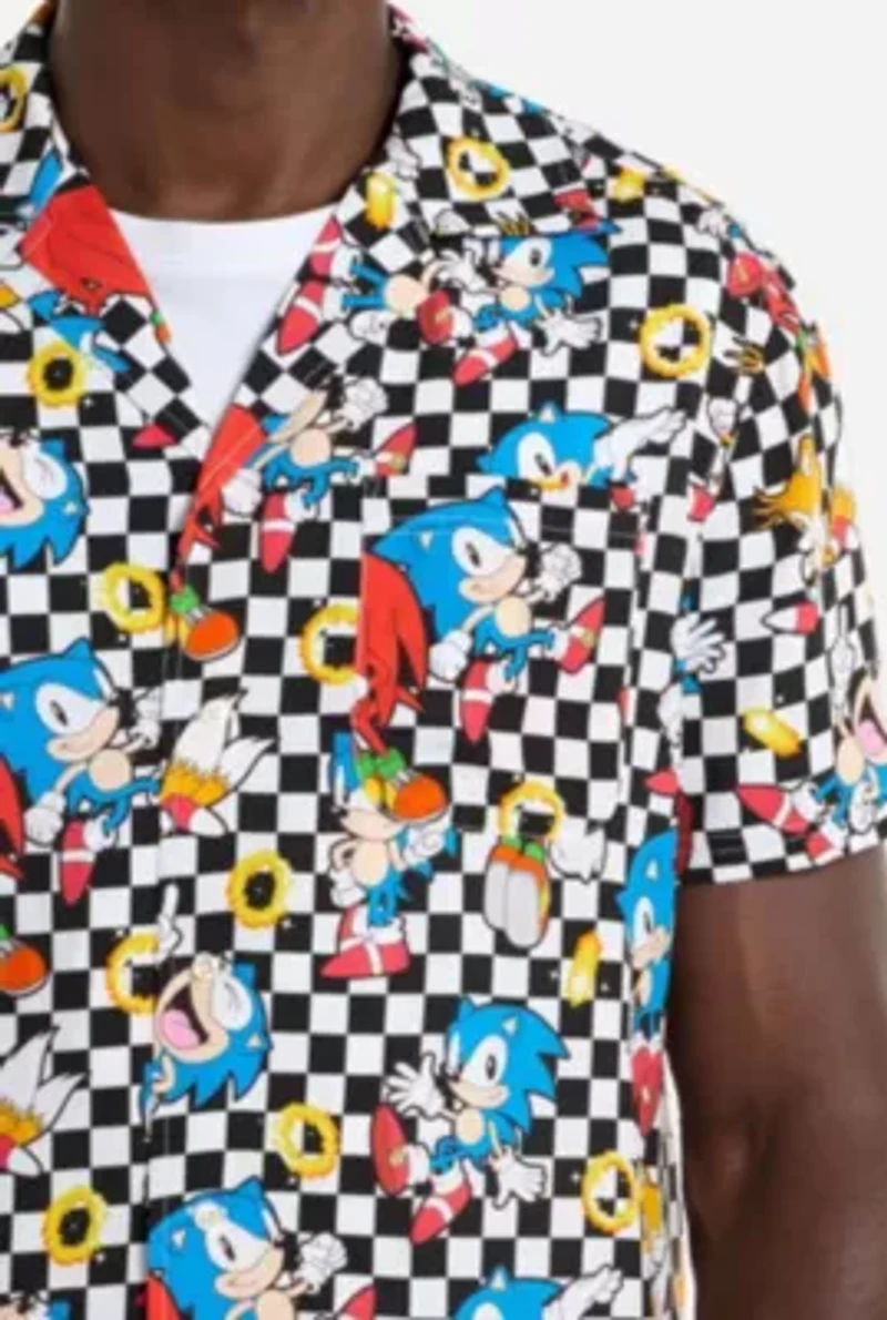 OppoSuits Men's Hawaiian Shirt - Short Sleeve Sonic Retro