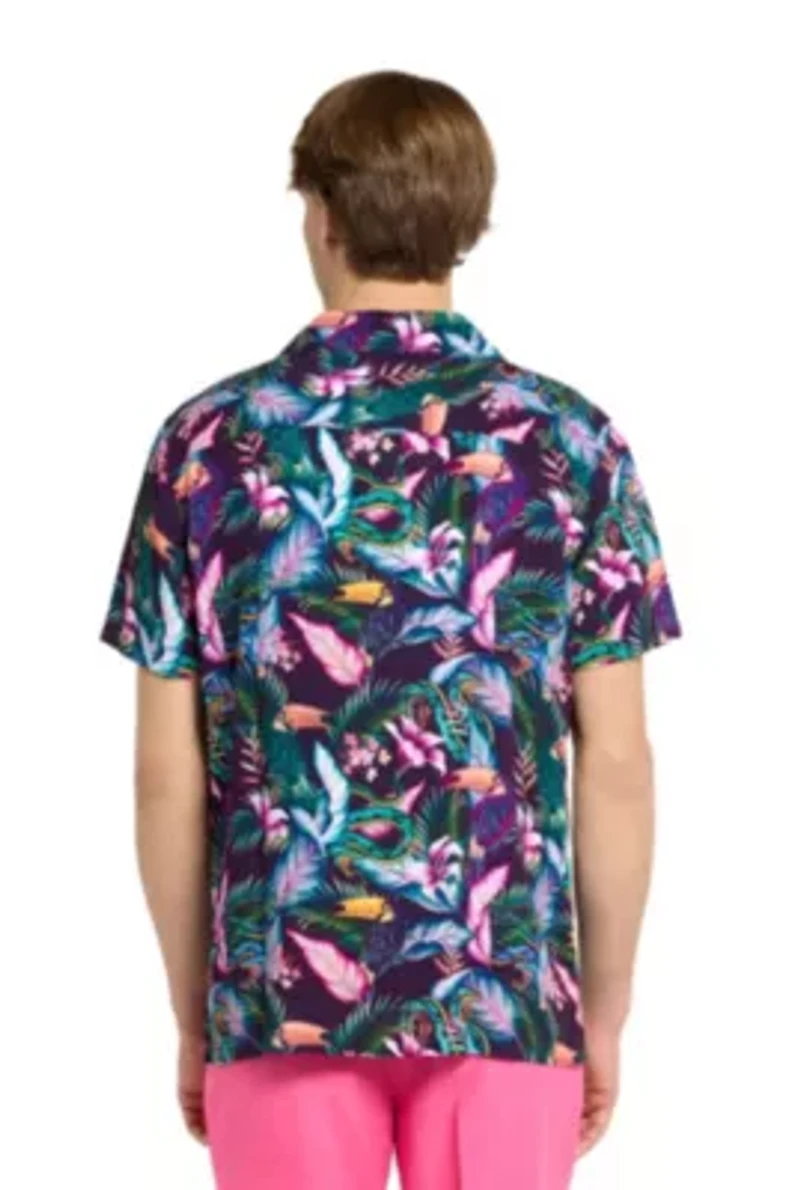 OppoSuits Men's Hawaiian Shirt - Short Sleeve Night Jungle