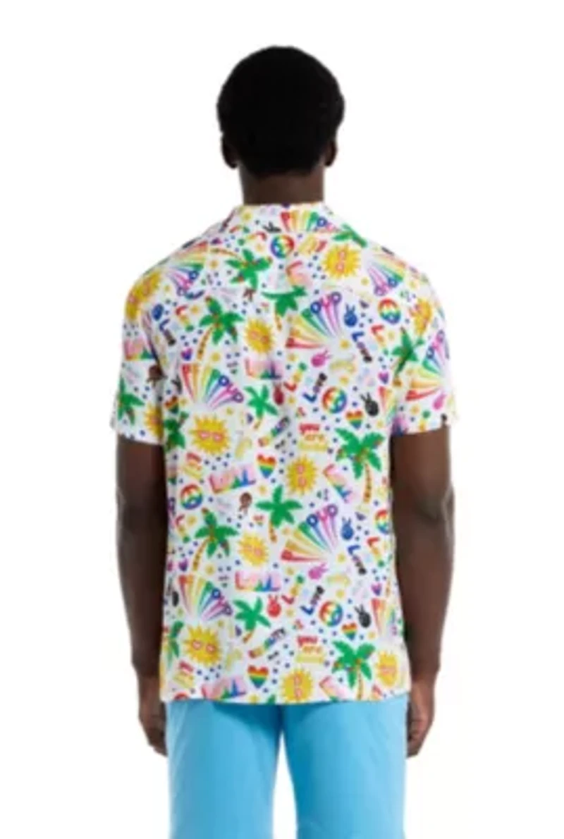 OppoSuits Men's Hawaiian Shirt - Short Sleeve Tropic Rainbow Icons