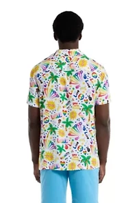 OppoSuits Men's Hawaiian Shirt - Short Sleeve Tropic Rainbow Icons