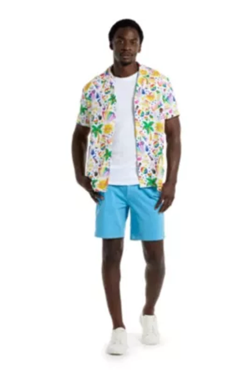 OppoSuits Men's Hawaiian Shirt - Short Sleeve Tropic Rainbow Icons