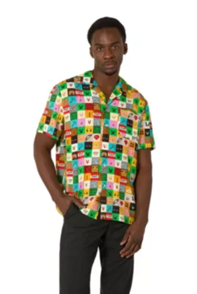 OppoSuits Men's Hawaiian Shirt - Short Sleeve Minecraft