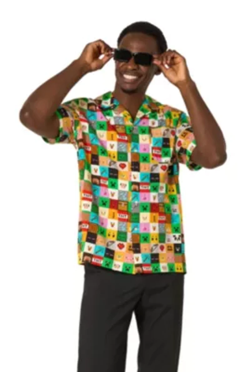 OppoSuits Men's Hawaiian Shirt - Short Sleeve Minecraft