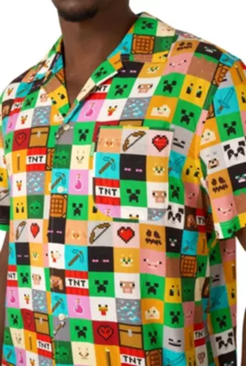 OppoSuits Men's Hawaiian Shirt - Short Sleeve Minecraft