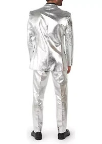 Shiny Silver  2 Piece Suit + Tie