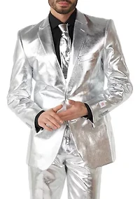 Shiny Silver  2 Piece Suit + Tie