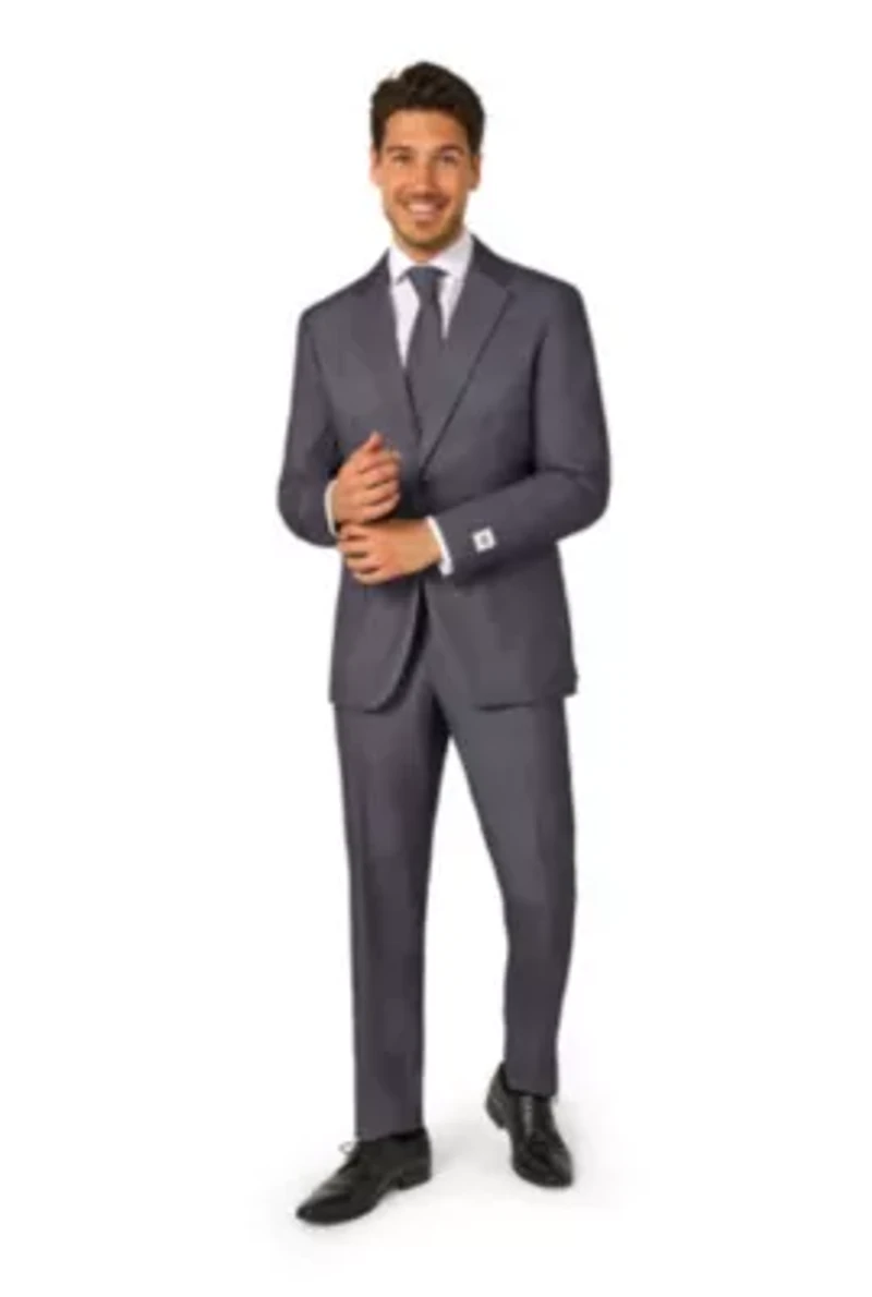 OppoSuits Men's Solid Color Suit - Charcool