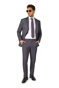 OppoSuits Men's Solid Color Suit - Charcool