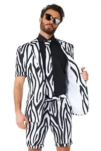 OppoSuits Men's Summer Suits - Casual Fit Zazzy Zebra