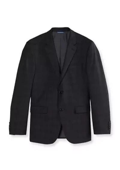 Gray Plaid Stretch Suit Separate Coat