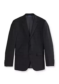 Gray Plaid Stretch Suit Separate Coat