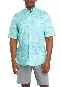 Big & Tall Short Sleeve Printed Fishing Shirt