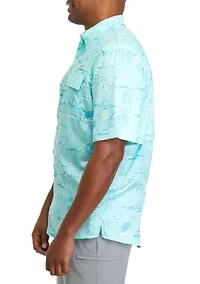 Big & Tall Short Sleeve Printed Fishing Shirt