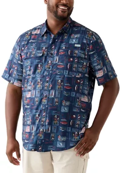 Big & Tall Short Sleeve Printed Fishing Shirt