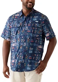 Big & Tall Short Sleeve Printed Fishing Shirt