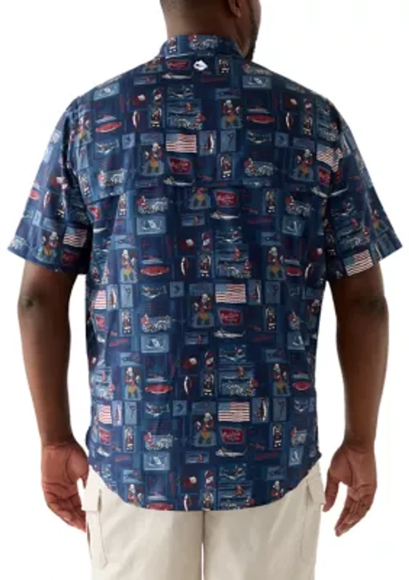 Big & Tall Short Sleeve Printed Fishing Shirt