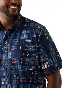 Big & Tall Short Sleeve Printed Fishing Shirt