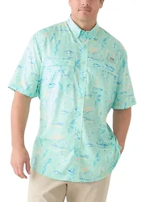 Big & Tall Short Sleeve Printed Fishing Shirt