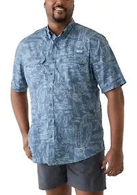 Big & Tall Short Sleeve Printed Fishing Shirt