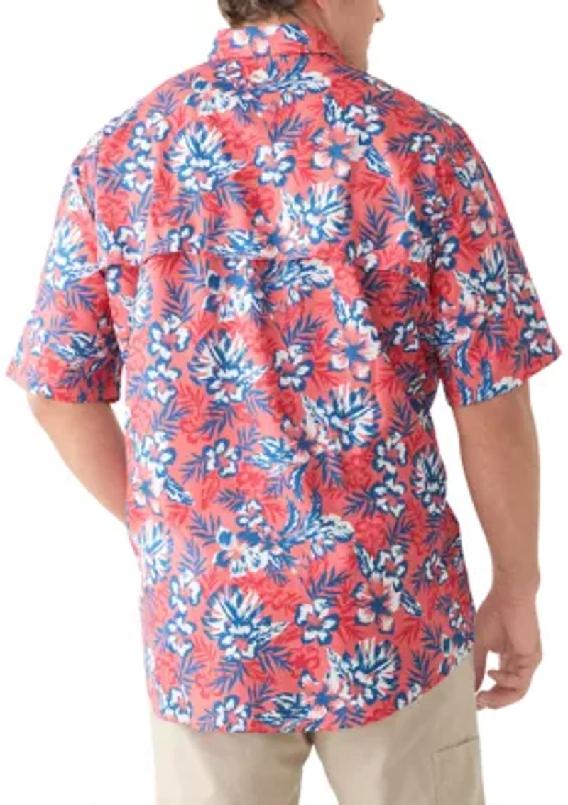 Big & Tall Short Sleeve Printed Fishing Shirt