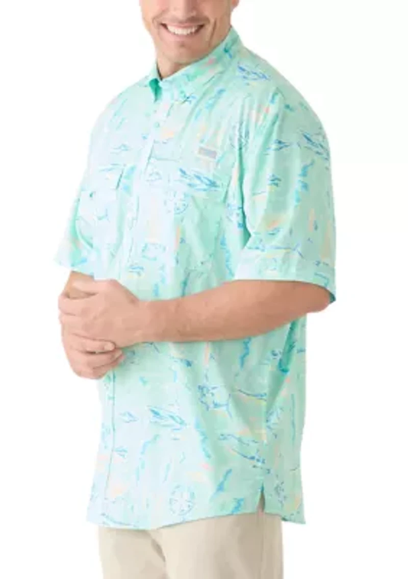 Big & Tall Short Sleeve Printed Fishing Shirt