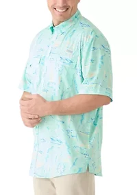 Big & Tall Short Sleeve Printed Fishing Shirt