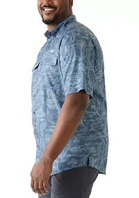 Big & Tall Short Sleeve Printed Fishing Shirt