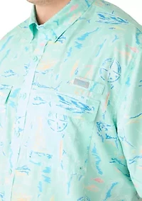 Big & Tall Short Sleeve Printed Fishing Shirt