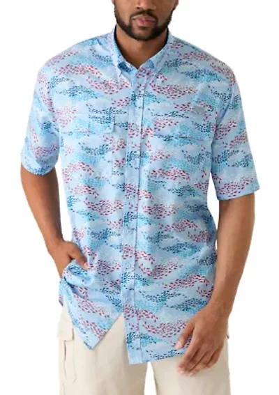 Big & Tall Short Sleeve Printed Fishing Shirt