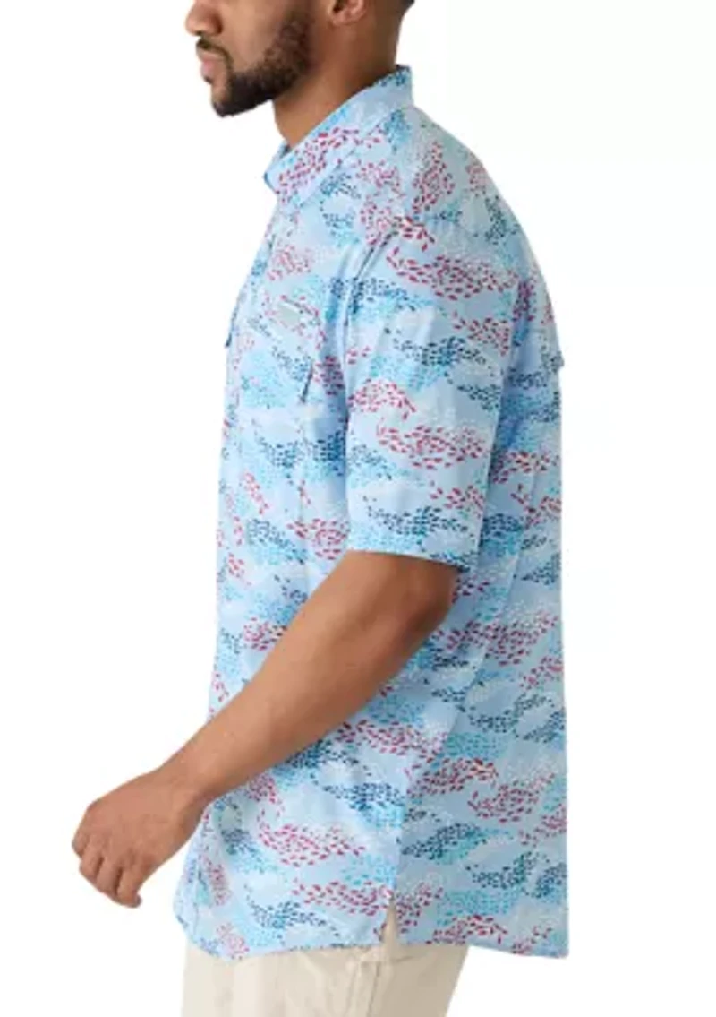 Big & Tall Short Sleeve Printed Fishing Shirt
