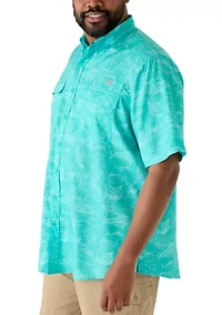Big & Tall Short Sleeve Printed Fishing Shirt