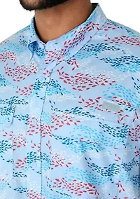 Big & Tall Short Sleeve Printed Fishing Shirt