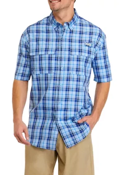 Short Sleeve Plaid Fishing Shirt