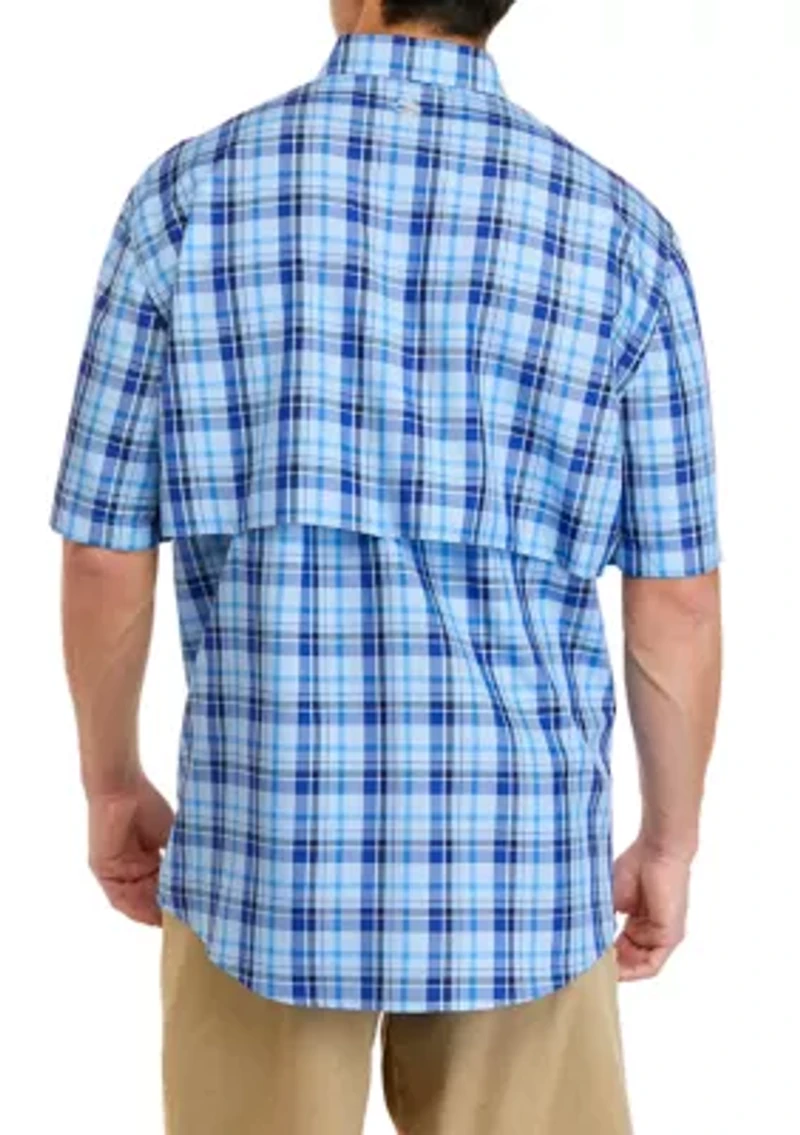Short Sleeve Plaid Fishing Shirt