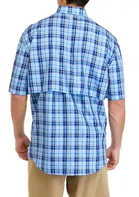 Short Sleeve Plaid Fishing Shirt
