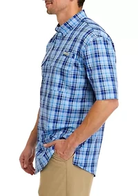 Short Sleeve Plaid Fishing Shirt