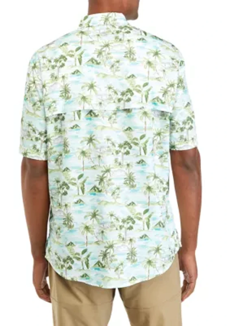 Short Sleeve Printed Button Down Shirt