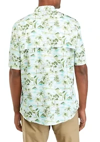 Short Sleeve Printed Button Down Shirt