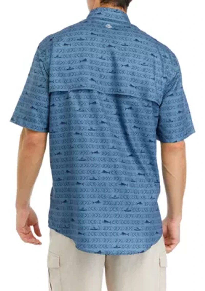 Short Sleeve Printed Button Down Shirt