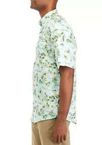 Short Sleeve Printed Button Down Shirt