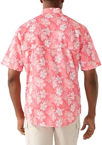 Men's Short Sleeve Tropical Print Fishing Shirt