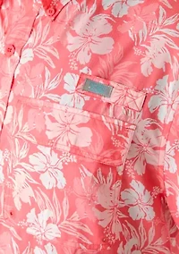 Men's Short Sleeve Tropical Print Fishing Shirt